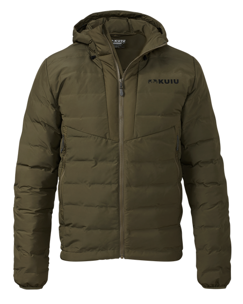 Front of Element Hooded Jacket in Olive Green