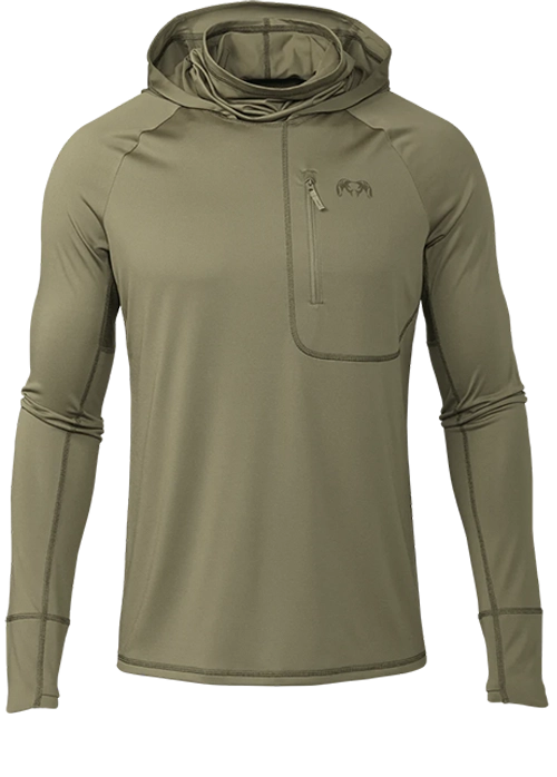 Front of Gila PRO Long Sleeve Hoodie in Khaki Color