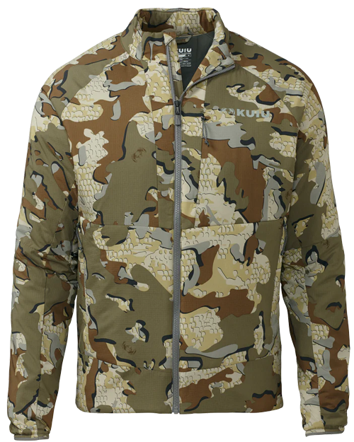 Front of a KUIU Kenai Jacket in Valo Camouflage.