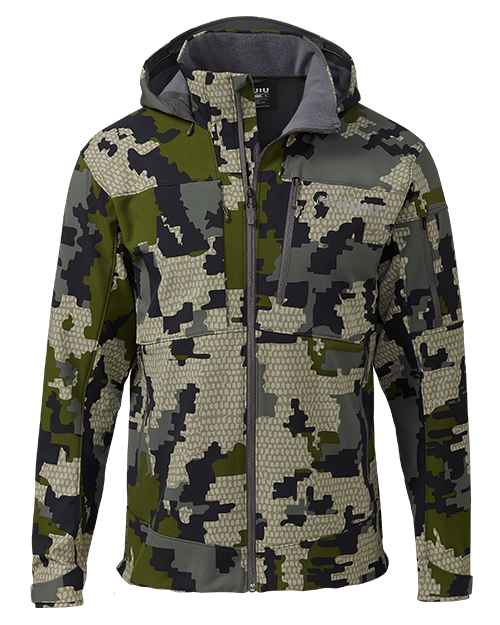 Front view of Guide PRO Jacket in Verde Camouflage