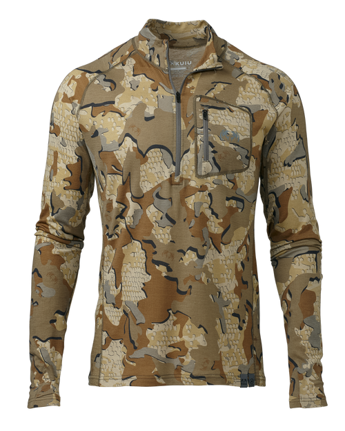 Front of ULTRA Merino 145 Zip-T Hunting Shirt in Valo Camouflage