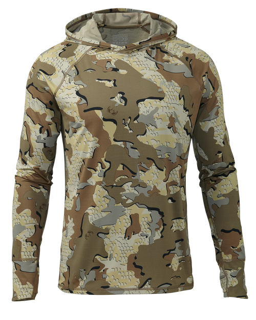 Front of Gila Long Sleeve Hoodie Shirt in Valo Camouflage