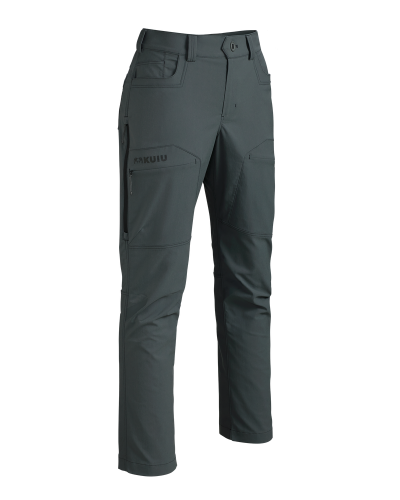 Front of Women's Kutana Stretch Woven Pant in Gunmetal Grey