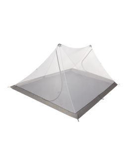 Front, Angled View of Summit Refuge Three Person Tent Mesh Body in Gunmetal Grey Color