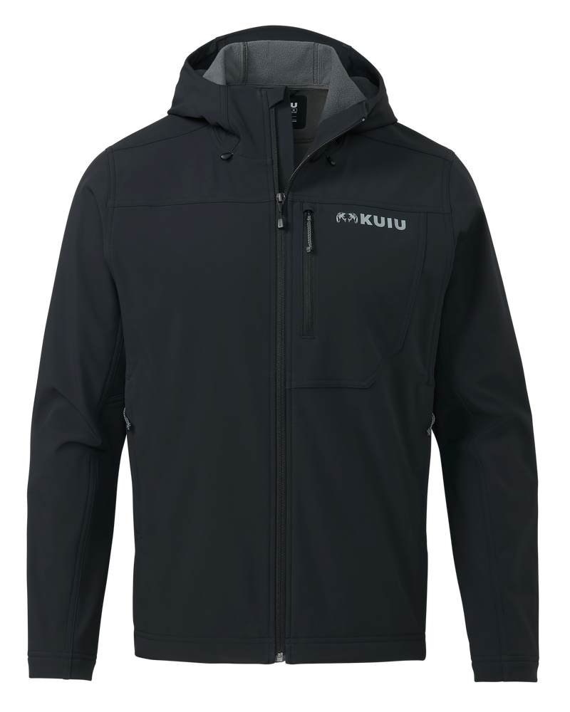 Front of Alpine Hooded Jacket in Black