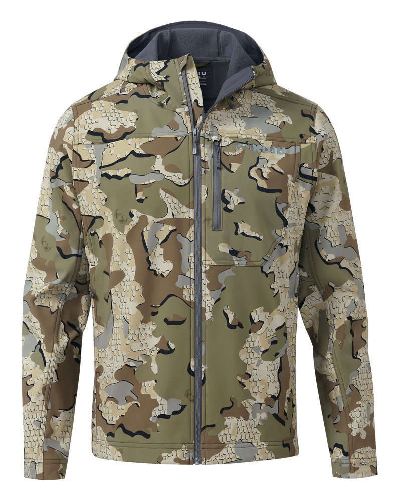 Front of Alpine Hooded Jacket in Valo Camouflage