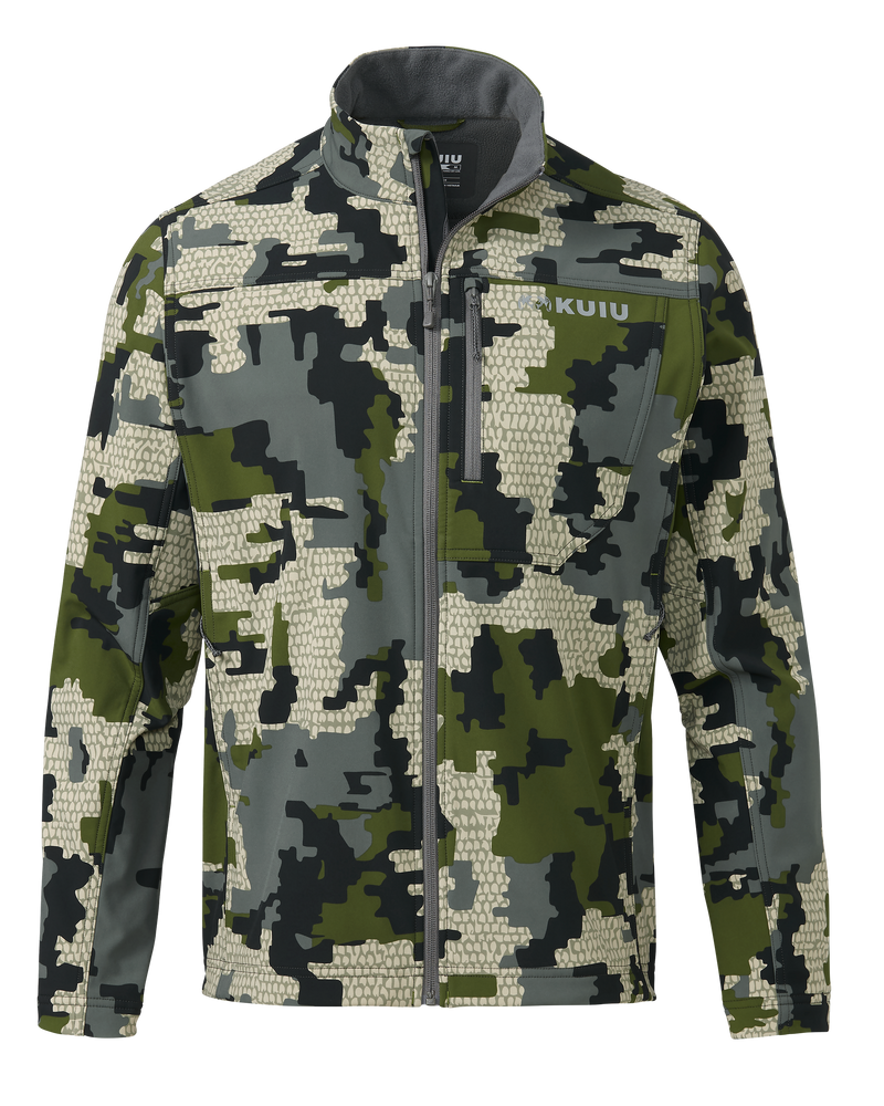 Front of Alpine Jacket in Verde Camouflage