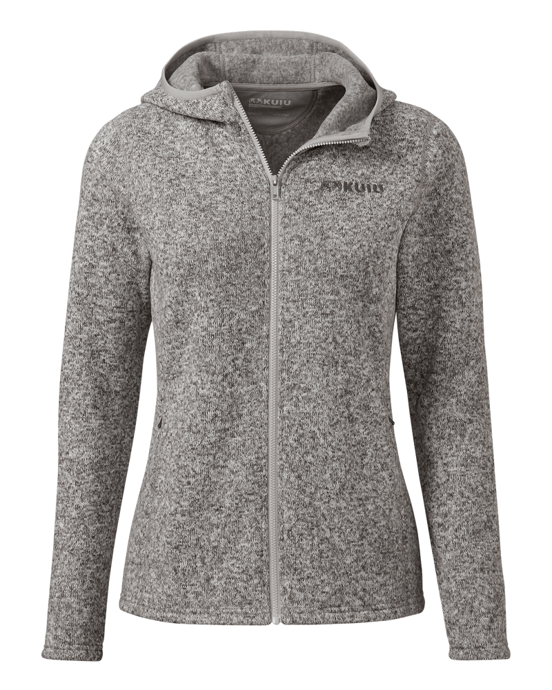 Front of Women's Base Camp Hooded Sweater in Stone White Heather 