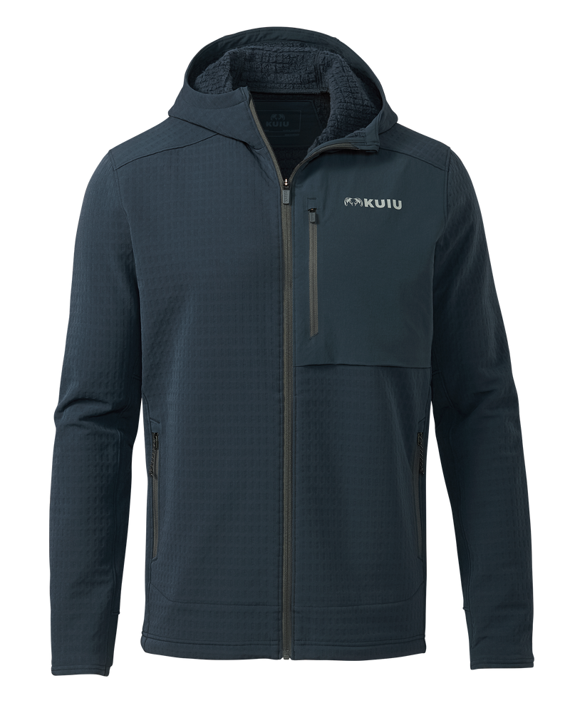 Front of Blockfield Fleece Hoodie Steel Blue