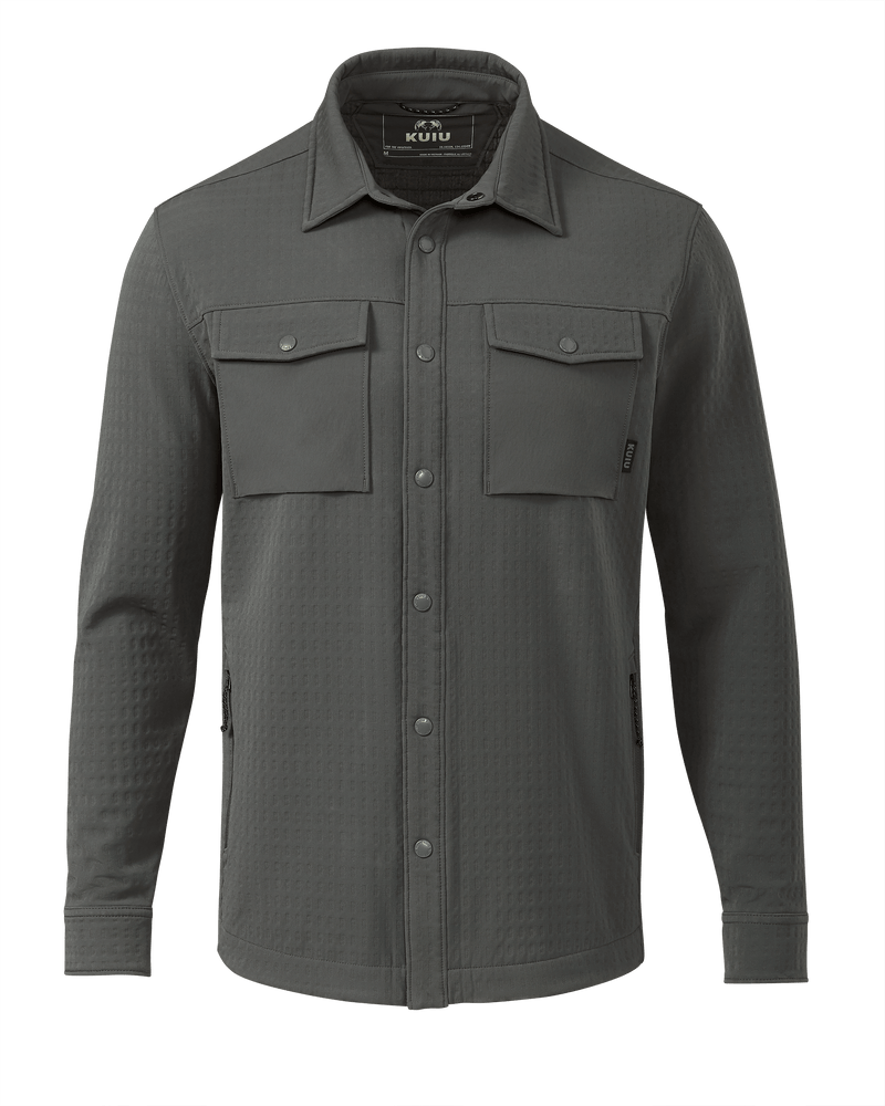 Front of Blockfield Fleece Shirt in Gunmetal Grey