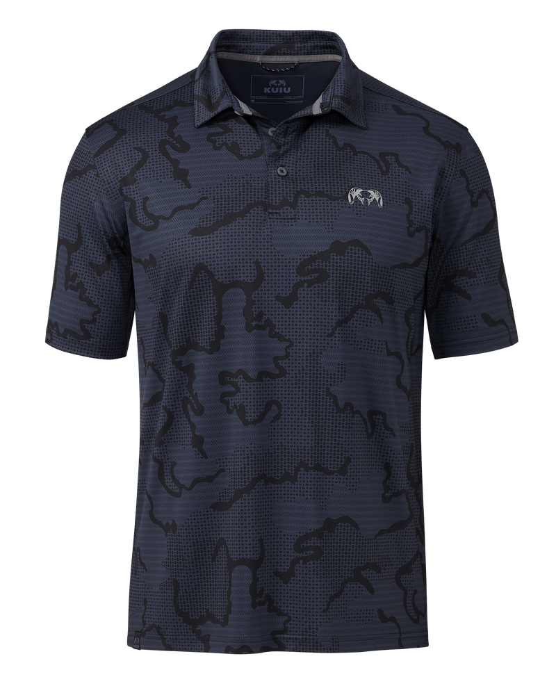 Front of KUIU Performance Polo in Steel Blue Tonal