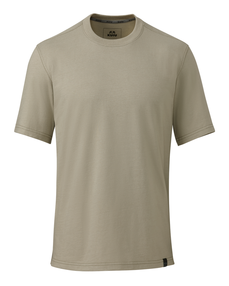 Front of Workgrade Short Sleeve Crew in Bone Khaki