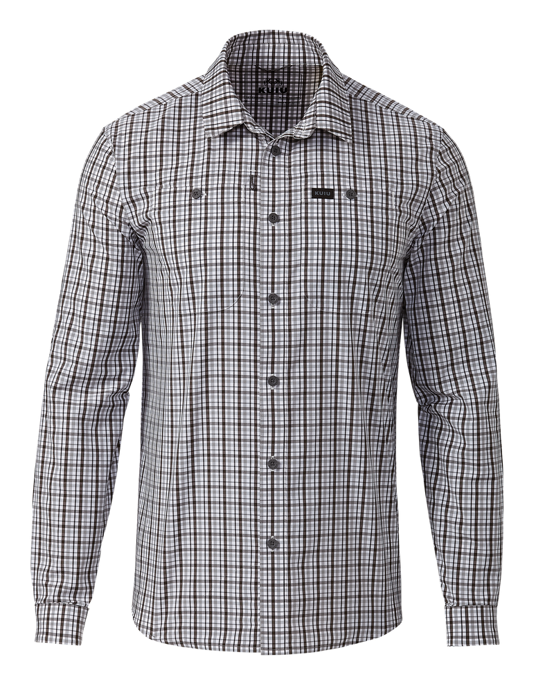 Front of Borrego LS Shirt in Mini Cross Check Vias Plaid