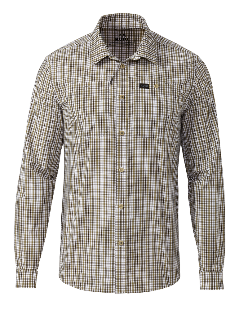 Front of Borrego LS Shirt in Mini Cross Check Valo Plaid