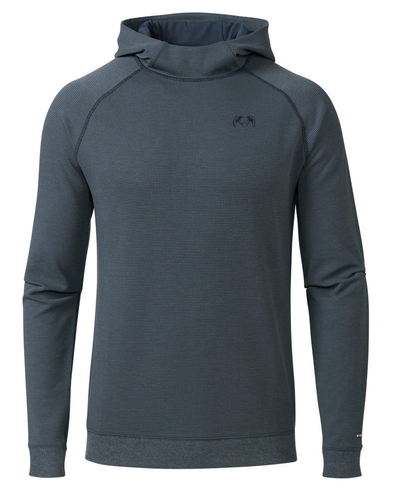 Front of Canyon Waffle Hoodie in Steel Blue