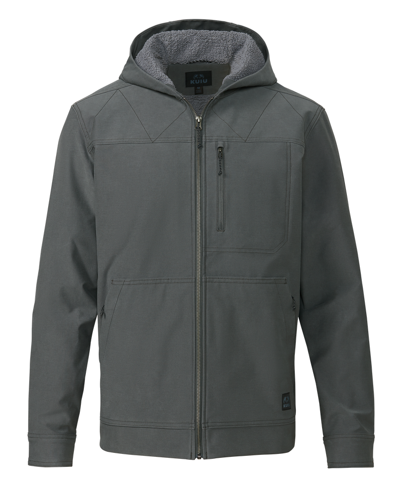 Front Brawley Hooded Fleece Jacket in Gunmetal Grey