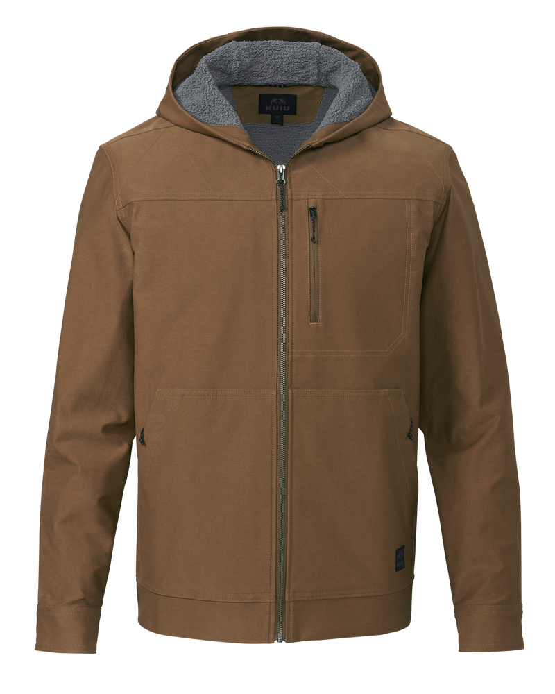 Front Brawley Hooded Fleece Jacket in Saddle Brown