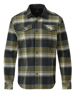 Front of Flannel Heavyweight Shirt Green Verde Check Plaid