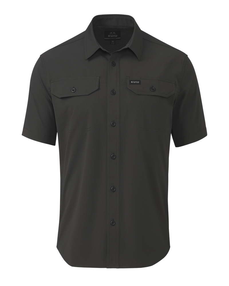 Front of Gauge SS Work Shirt in Asphalt Grey