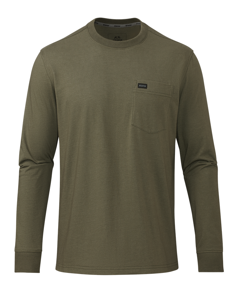 Front of Workgrade LS Pocket Crew in Evergreen