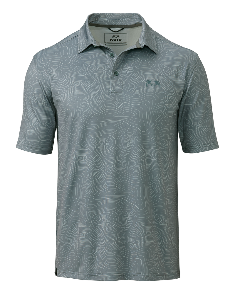 Front of KUIU Performance Polo in Slate Topo 