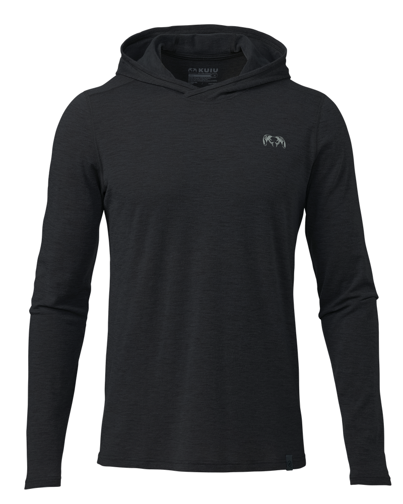 Front of ULTRA Merino 120 LT LS Hoodie in Black