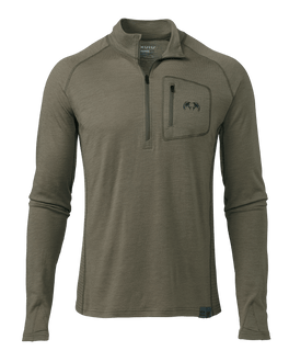 Front of ULTRA Merino 145 Zip-T Hunting Shirt in Ash Brown