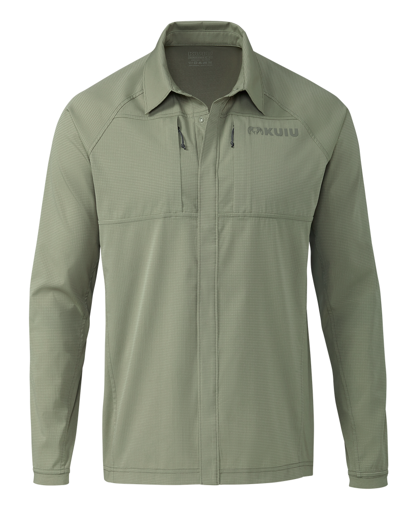Front of Tiburon Hybrid Snap Shirt in Buckbrush Sage