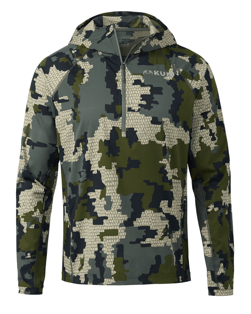 Front of Tiburon Hybrid Hoodie in Verde Camouflage