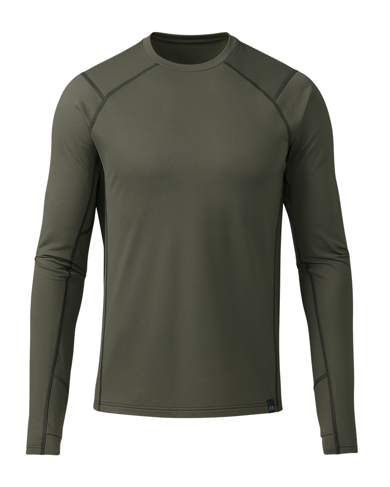 Front of Vital S3 Long Sleeve Crew in Ash Brown