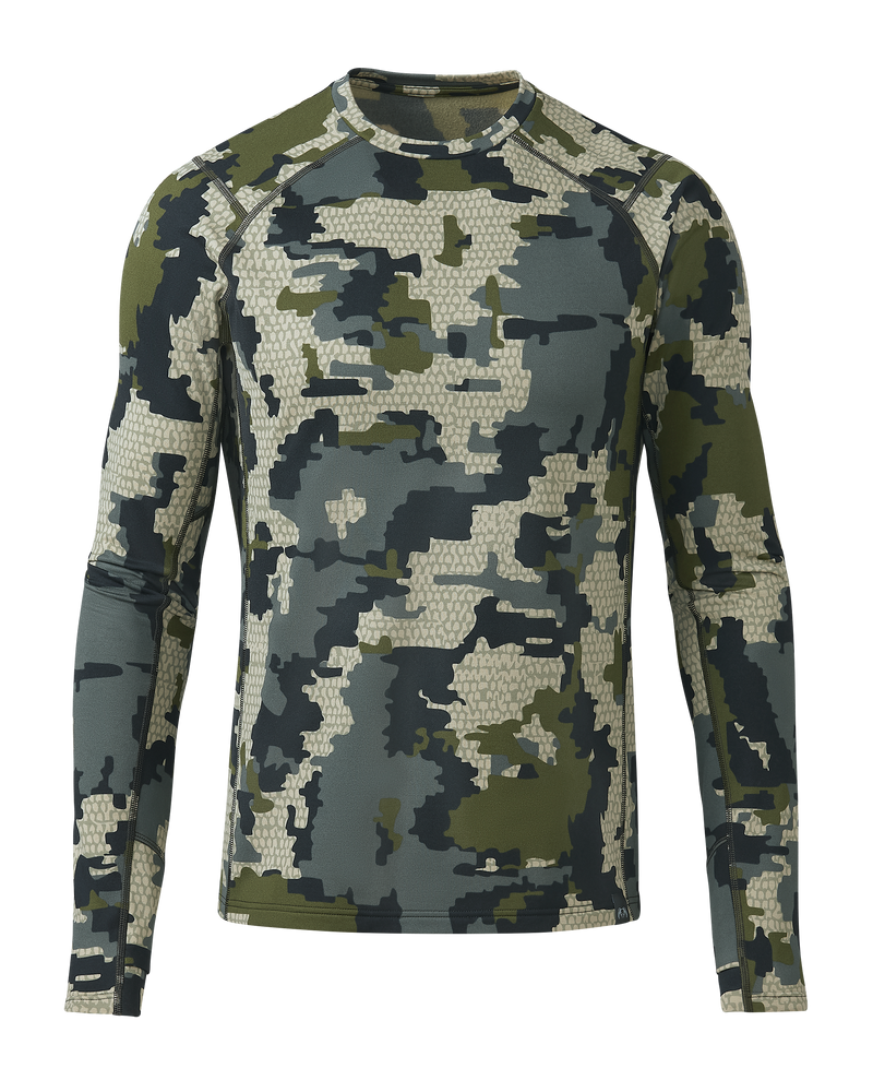 Front of Vital S3 Long Sleeve Crew in Verde Camouflage