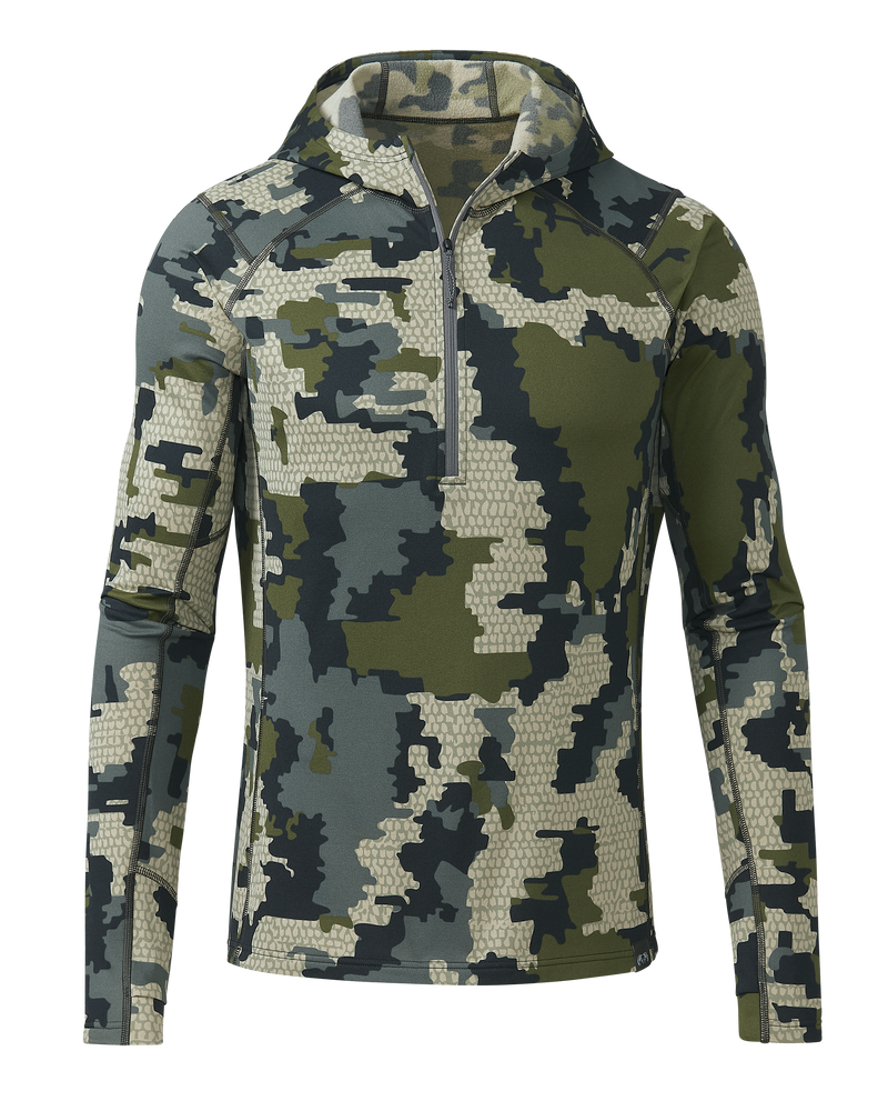 Front of Vital S3 Zip-T Hoodie in Verde Camouflage