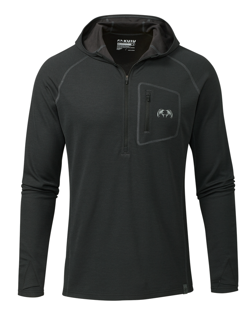 Front of PRO Merino 200 Zip-T Hoodie in Black