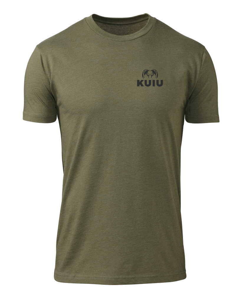 Front of KUIU Ram Chest Logo in Military Green