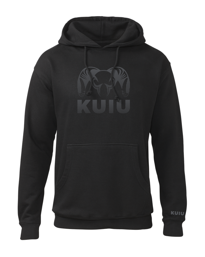 Front of KUIU Ram Fade Hoodie in Black