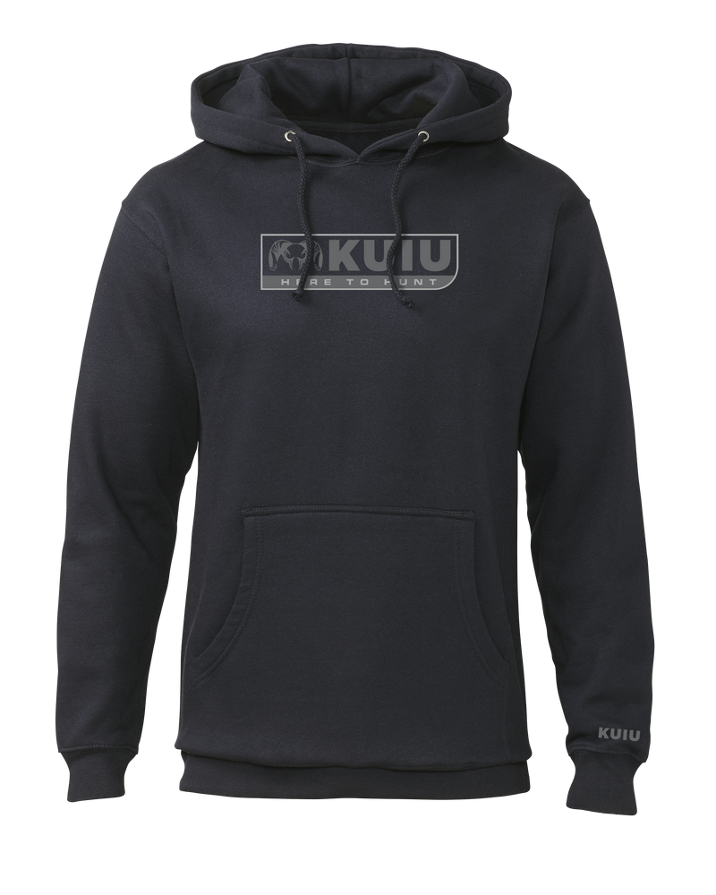 Front of KUIU Here to Hunt Hoodie in Navy Blue