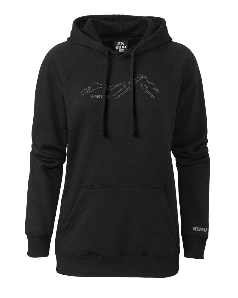 Front of KUIU Women's HD Mountain Hoodie in Black 