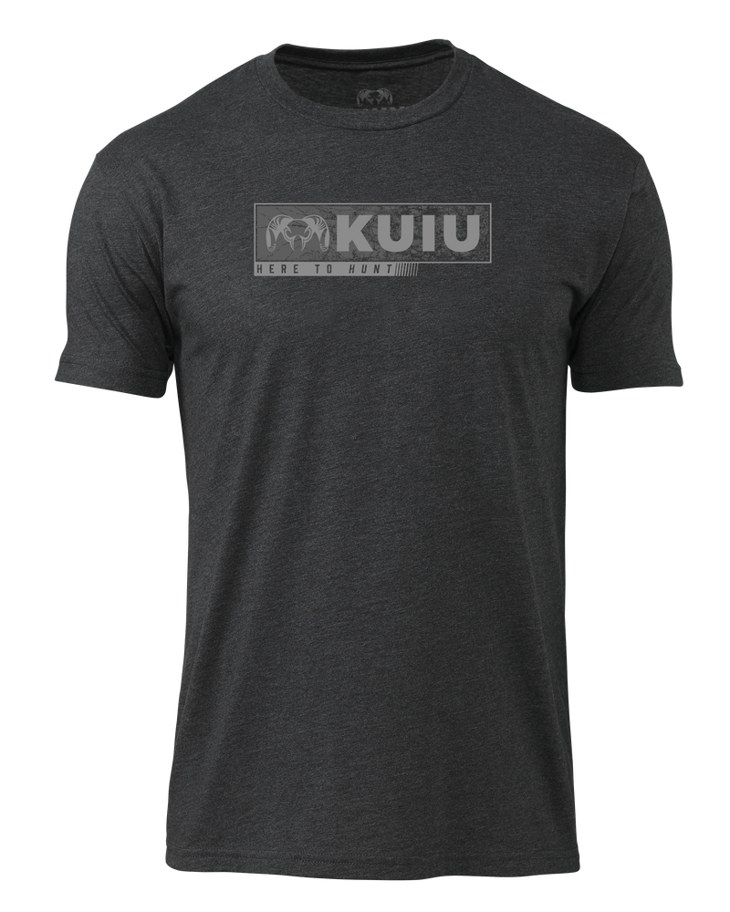 Front of KUIU Here to Hunt Gritstone T-Shirt in Charcoal Grey