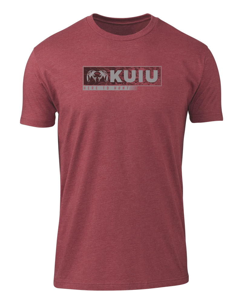 Front of KUIU Here to Hunt Gritstone T-Shirt in Cardinal Red