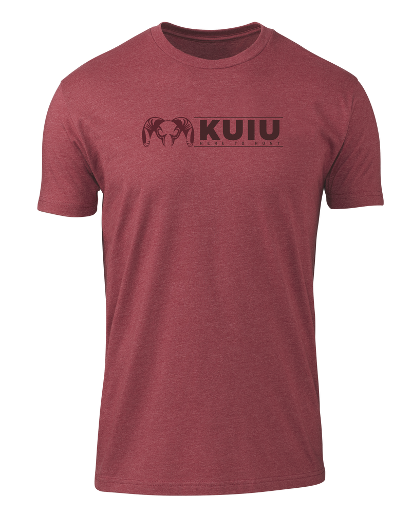 Front of KUIU Here to Hunt Logo T-Shirt in Cardinal Red