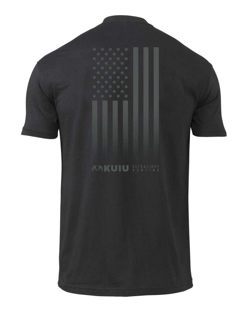 Back of KUIU Vertical Flag Logo T-Shirt in Black