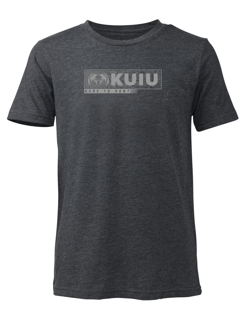 Front of Youth Here to Hunt Gritstone T-Shirt in Charcoal Grey