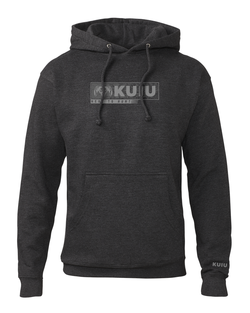 Front of KUIU Here to Hunt Gritstone Hoodie in Charcoal Grey