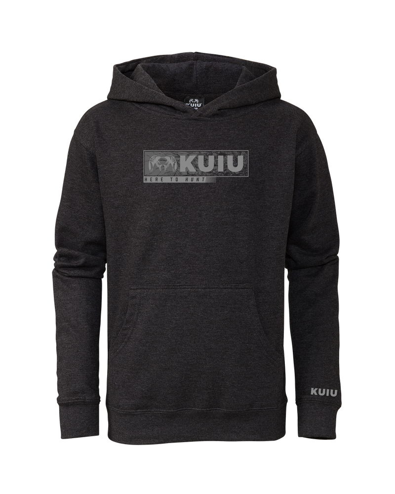 Front of Youth Here to Hunt Gritstone Hoodie in Charcoal Grey