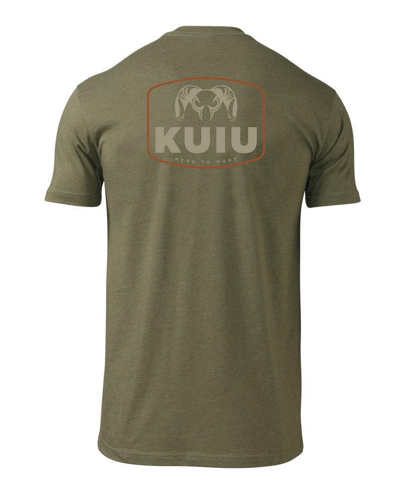 Back of KUIU Here To Hunt Patch in Military Green