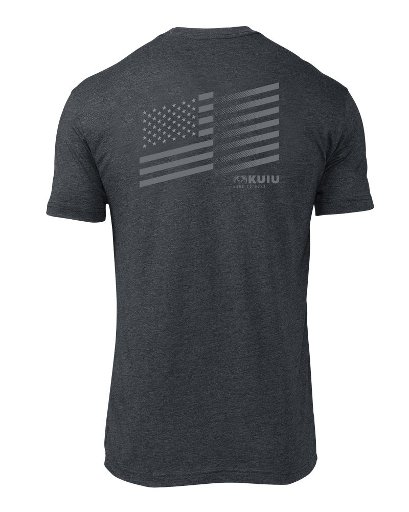 Back of KUIU Solid Flag Fade T-Shirt in Charcoal Grey