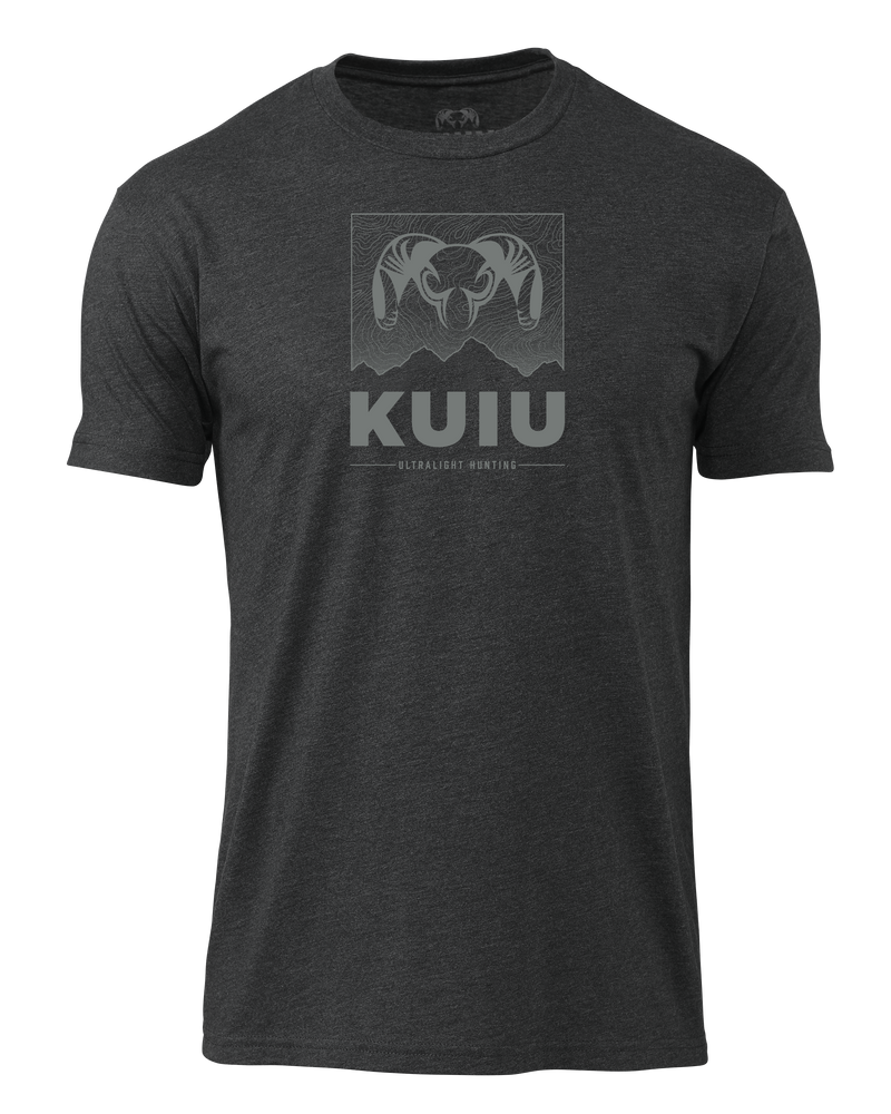 Front of KUIU Topo Mountain T-Shirt in Charcoal Grey