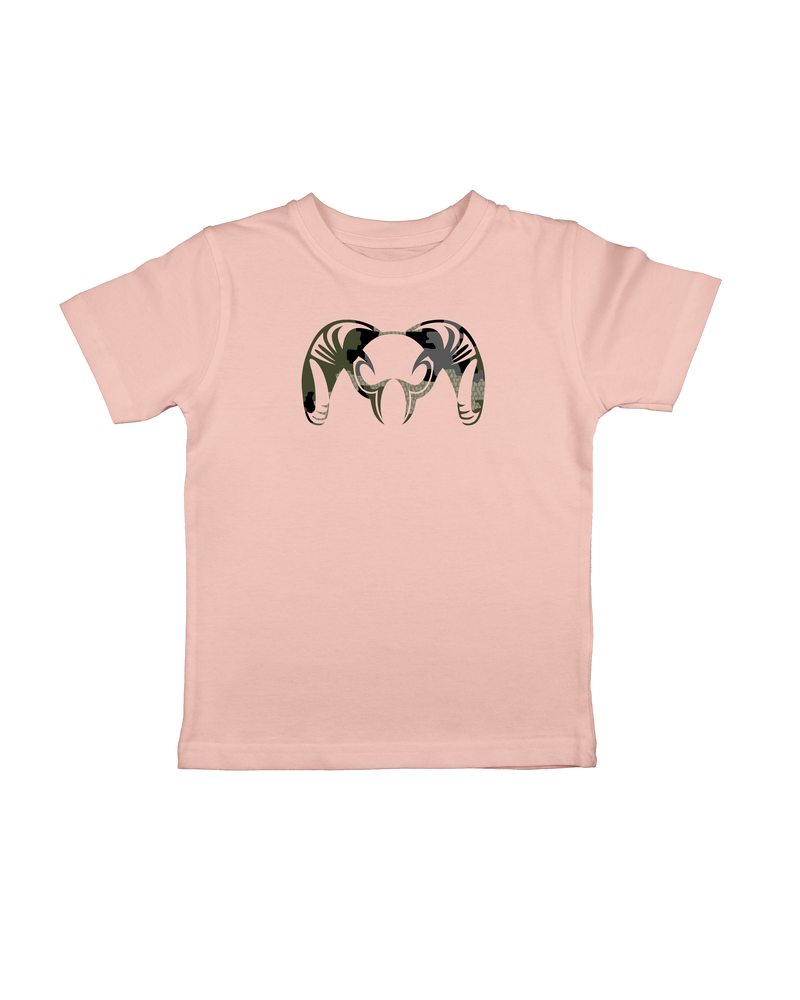 Front of Toddler Verde Big Ram T-Shirt in Ballet Pink