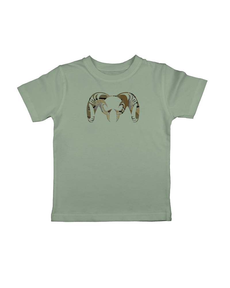 Front of Toddler Valo Big Ram T-Shirt in Thyme Green