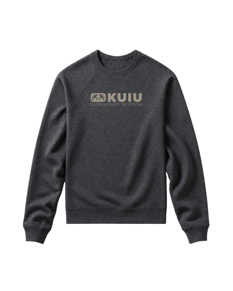 Front of Toddler Block Logo Crewneck Sweatshirt in Dark Heather Grey 
